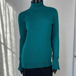 Halston Heritage Teal Cowl Neck Sweater